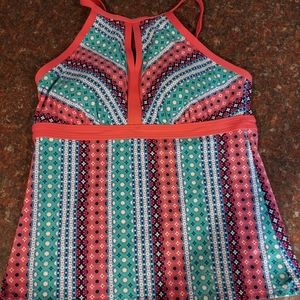 Womens keyhole high neck tankini top swimsuit with adjustable straps